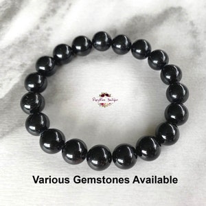 BLACK TOURMALINE Bracelet-10mm Grade A Genuine Black Tourmaline-Bead Bracelet-Men Black Bracelet-Natural Black Tourmaline-Gemstone Bracelet
