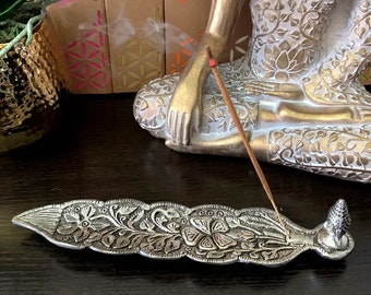 Incense Holder-Aluminium Leaf Buddha Incense Stick Holder-Ash Catcher-Incense Stick Holder-Incense Burner-Buddha Holder-Spiritual Gift