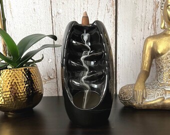 Backflow Incense Burner-Ceramic Tower Backflow Incense Cone Burner-Backflow Incense Holder-Reverse Flow Incense Cone Burner-Waterfall Effect