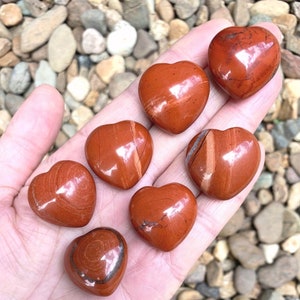 RODE JASPIEREN-hart-25 mm mini natuurlijke rode jaspis gezwollen hart-hart kristal-rood hart-getuimelde steen-hartvormig-gesneden edelsteen-zaksteen
