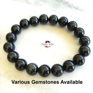 BLACK OBSIDIAN Bracelet-10mm Grade AA Genuine Black Obsidian-Natural Obsidian Bracelet-Black Stone Bracelet-Unisex Bracelet-Protection Stone
