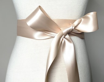 1.5 inch (3.8cm or 38mm) Ribbon Sash-Champagne Sash-Champagne Belt-Flower Girl Sash-Bridal Sash-Bridesmaid Sash-Wedding Sash-Double Satin