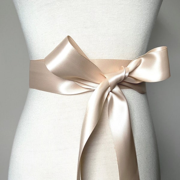 1.5 inch (3.8cm or 38mm) Ribbon Sash-Champagne Sash-Champagne Belt-Flower Girl Sash-Bridal Sash-Bridesmaid Sash-Wedding Sash-Double Satin