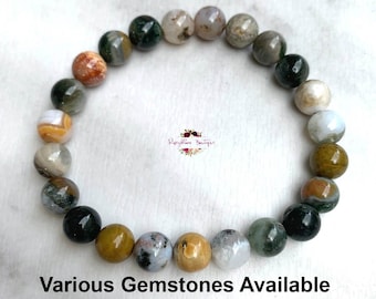 OCEAN JASPER Bracelet-8mm Grade A Genuine Ocean Jasper-Jasper Bracelet-Gemstone Bracelet-Stretch Bracelet-Bead Bracelet-Natural Ocean Jasper