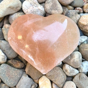 SELENIET Hart-Grote Natuurlijke Oranje Seleniet Hart-Hart Kristal-Edelsteen Hart-Helend Kristal-Hart Vormige Steen-Palmsteen-Gips Mineraal