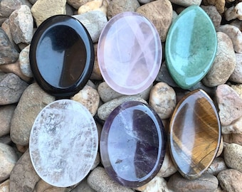 Worry Stone-Rose Quartz Worry Stone-Palm Stone-Thumb Stone-Crystal Worry Stone-Fidget Stone-Natural Gemstone-Stress and Anxiety Relief Stone
