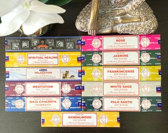 Incense Stick-Satya Incense Stick-Scented Incense Stick-Masala Incense-Nag Champa-White Sage-Lavender-Aromatherapy-Cleansing-15g of Incense