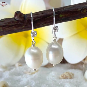 FRESHWATER PEAL Earring-Bridal Earring-Pearl Earring-Silver Earring-Drop Earring-Bridesmaid Earring-Wedding Earring-Zircon Earring