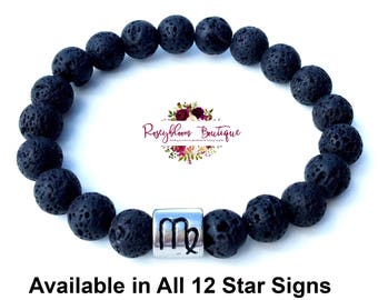 Star Sign Bracelet-Lava Bracelet-Oil Diffuser Bracelet-Essential Oil Diffuser-Beaded Bracelet-Lava Stone Bracelet-Essential Oil Accessories