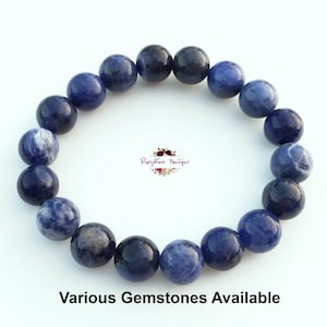 SODALITE Bracelet-10mm Genuine Sodalite Gemstone-Blue Stone Bracelet-Men Blue Bracelet-Men Bracelet-Natural Stone Bracelet-Natural Sodalite