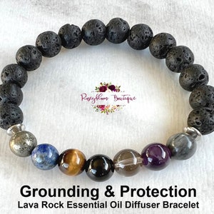 Protection Bracelet-Grounding Bracelet-Lava Beaded Bracelet-Negative Energy-Empath Protection-Intention Bracelet-Essential Oil Diffuser Gift