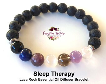 Sleep Bracelet-Sleep Therapy-Anti Insomnia-Deep Sleep-Relaxing-Healing Bracelet-Crystal-Gemstone-Lava Bracelet-Lava Essential Oil Diffuser