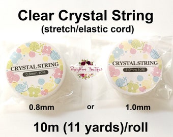 Cordón elástico de 0,8 mm y 1 mm, para abalorios, pulseras, transparente, rollo de 10 m o 11 yardas.