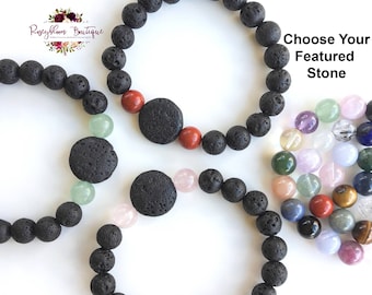 Lava Stone Essential Oil Diffuser Bracelet-Lava Rock Diffuser-Diffuser Jewellery-Aromatherapy Bracelet-Beaded Bracelet-Oil Infusion Bracelet
