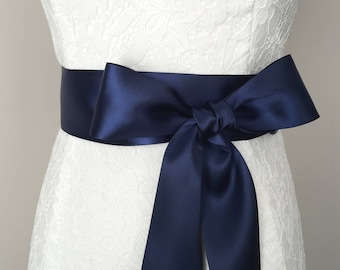 2 Zoll (5 cm oder 50 mm) Band-Schärpe-Navy Schärpe-Navy Gürtel-Blumen-Mädchen Schärpe-Braut Schärpe-Brautjungfer Schärpe-Hochzeit Schärpe-Doppelseitiges Satinband