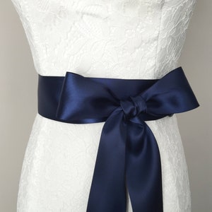 2 inch (5cm or 50mm) Ribbon Sash-Navy Sash-Navy Belt-Flower Girl Sash-Bridal Sash-Bridesmaid Sash-Wedding Sash-Double Sided Satin Ribbon