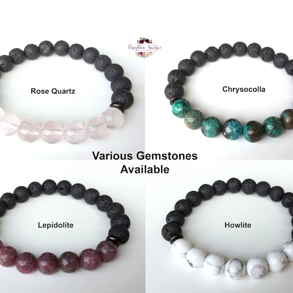 Healing Gemstone Bracelet-Lava Bracelet-Bead Bracelet-Howlite Bracelet-Bracelet-Aromatherapy Bracelet-Essential Oil Diffuser-Natural Crystal