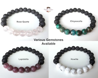 Healing Gemstone Bracelet-Lava Bracelet-Bead Bracelet-Howlite Bracelet-Bracelet-Aromatherapy Bracelet-Essential Oil Diffuser-Natural Crystal