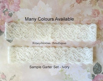 Stretch Lace Kousenband-Lace Kousenband Set-Garter Set-Witte Kousenband Set-Ivoor Kousenband Set-Off Witte Kousenband Set-Plain Lace Kousenband Set