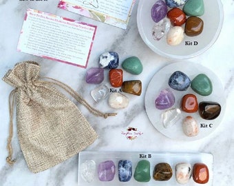 Chakra Kit-Chakra Set-Chakra Stone Set-7 Chakra Crystals-Crystal Gifts-Healing Crystals-Crystal Therapy-Reiki-Spirituality-Selenite-Tumbled