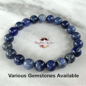 SODALITE Bracelet-8mm Genuine Sodalite Bracelet-Blue Stone Bracelet-Women Blue Bracelet-Men Blue Bracelet-Natural Sodalite Gemstone