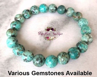 AFRICAN TURQUOISE Bracelet-8mm Genuine Natural African Turquoise-Turquoise Bracelet-Turquoise Jasper Bracelet-Turquoise Gemstone Bracelet-L1