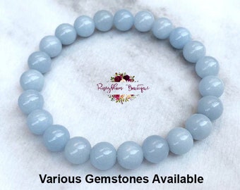 ANGELITE Bracelet-8mm Grade A Genuine Angelite Bracelet-Natural Angelite Bracelet-Healing Bracelet-Spirit Guardian and Angel Communication
