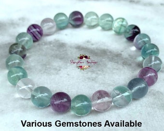 RAINBOW FLUORITE Bracelet-8mm Grade A Genuine Fluorite Gemstone-Fluorite Bracelet-Gemstone Bracelet-Fluorite Jewelry-Natural Fluorite