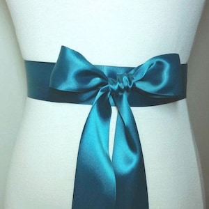 1.5 inch (3.8cm or 38mm) Ribbon Sash-Teal Blue Sash-Teal Green Belt-Flower Girl Sash-Bridal Sash-Bridesmaid Sash-Wedding Sash-Double Satin