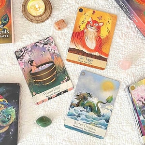 The CHINESE FIVE ELEMENTS Oracle-Oracle Card-Oracle Deck-Divination Card-Reading Card-Divination Tool-Gift-60 Oracle Cards and Guidebook