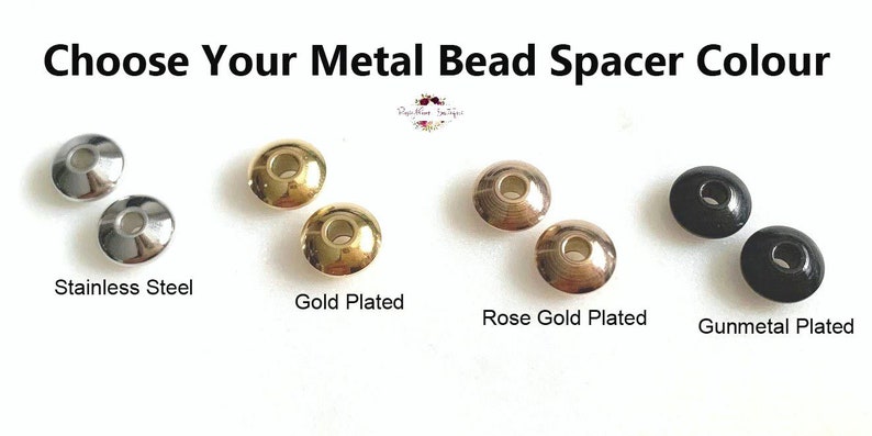 Puede incluir: Cuatro juegos de separadores de cuentas met&aacute;licas en diferentes acabados: acero inoxidable, chapado en oro, chapado en oro rosa y chapado en metal negro. Cada juego incluye dos separadores.