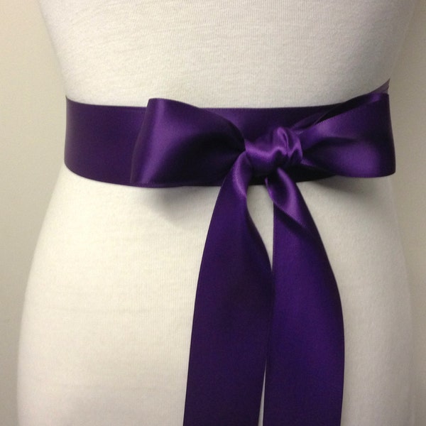 1.5 inch (3.8cm or 38mm) Ribbon Sash-Plum Sash-Purple Belt-Flower Girl Sash-Bridal Belt-Bridesmaid Sash-Wedding Sash-Double Sided Satin