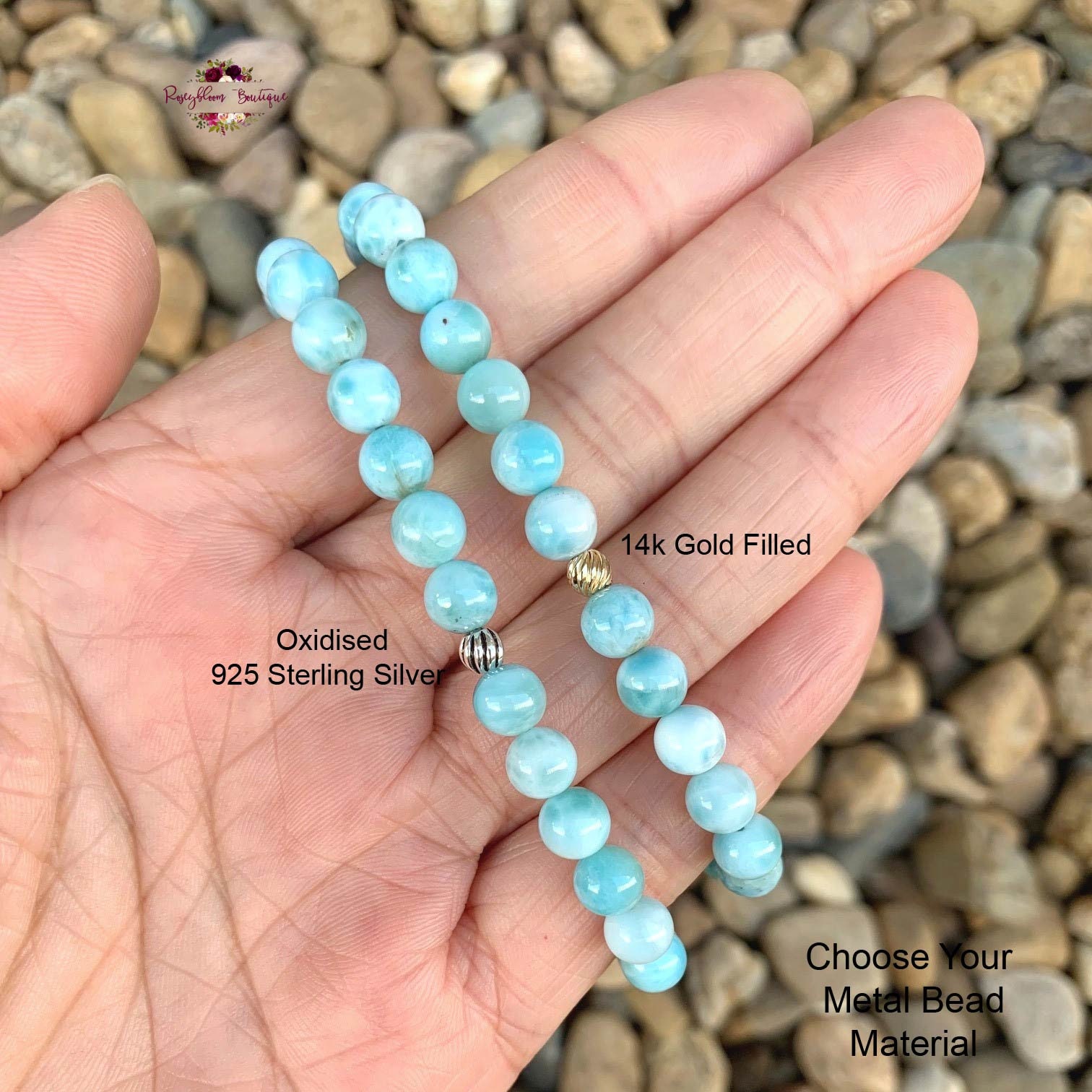 Larimar Stone Bracelet, anxiety bracelet, calming, stress relief, 10 b –  BREATHE Bracelets