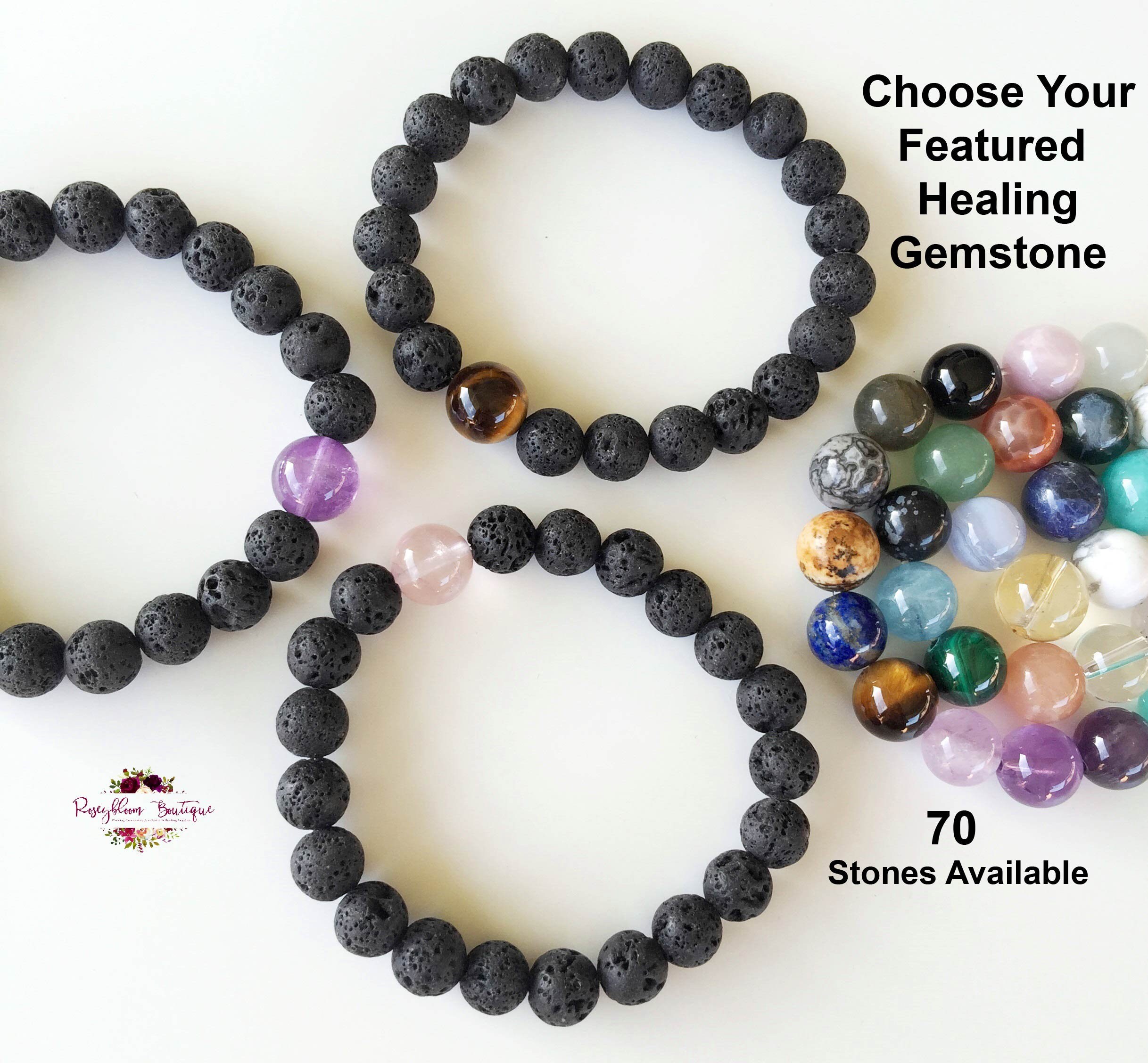 7 Chakra Healing Bracelet - Lava Stone & Tiger Eye Bead Bracelet With Essential Oil Diffuser