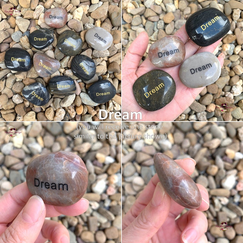 Engraved Stone-River Rock-Inspirational Word Stone-Natural River Stone-Engraved Pebble-Home Decro-Love-Friends-Happy-Dream-Courage-Believe image 7