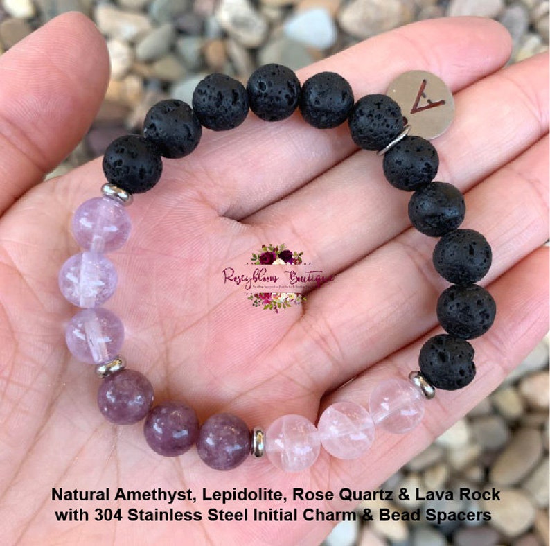 Anxiety and Stress Reliefwomen Gemstone Braceletlava Etsy