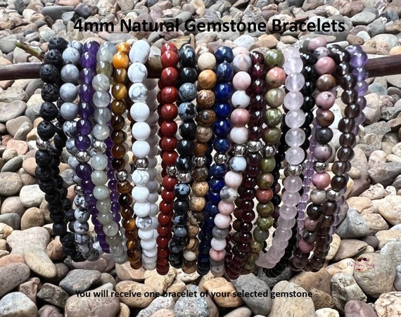 4mm Gemstone Bracelet beaded Bracelet crystal Bracelet stack