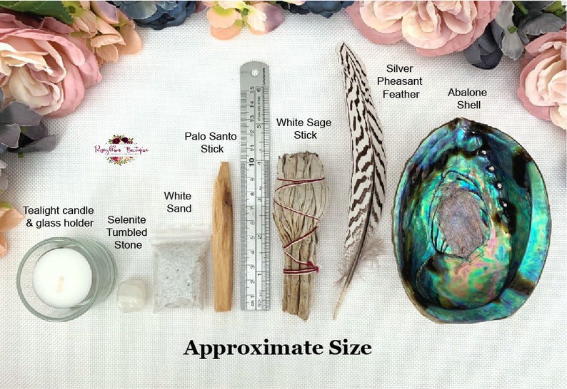 Smudge Kit-Cleansing Kit-Smudge Tool-Smudging-White Sage-Abalone Shell-Smudge Bowl-Crystal-Spiritual Gift-Home Blessing-House Warming Gift imagen 9