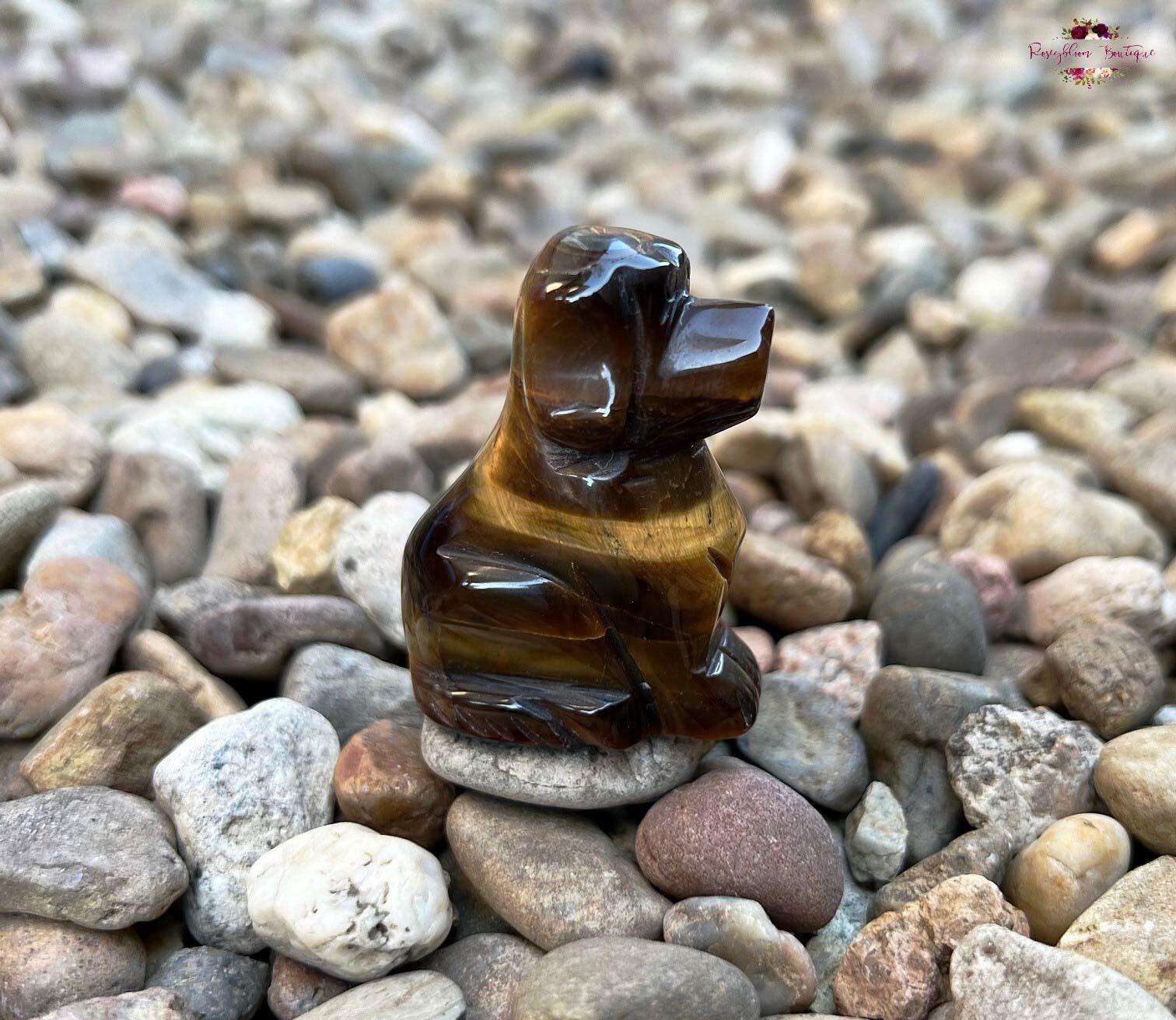 TIGER EYE Dog-50mm Small Natural Tiger Eye Dog-Crystal Dog-Dog Totem-Spirit Animal-Gemstone Figurine-Hand Carved Animal-Crystal Animal