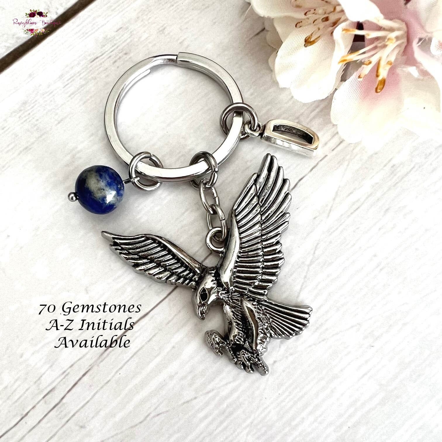EAGLE Gemstone Key Ring-eagle Keychain-bird Keychain-crystal