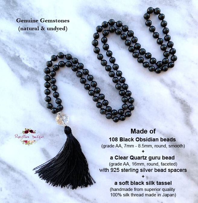 Black obsidian mala beads hot sale