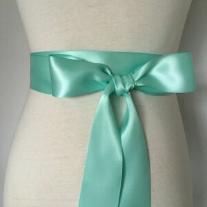 1.5 inch (3.8cm or 38mm) Ribbon Sash-Aqua Marine Sash-Aqua Mint Belt-Flower Girl Sash-Bridal Sash-Bridesmaid Sash-Wedding Sash-Double Satin