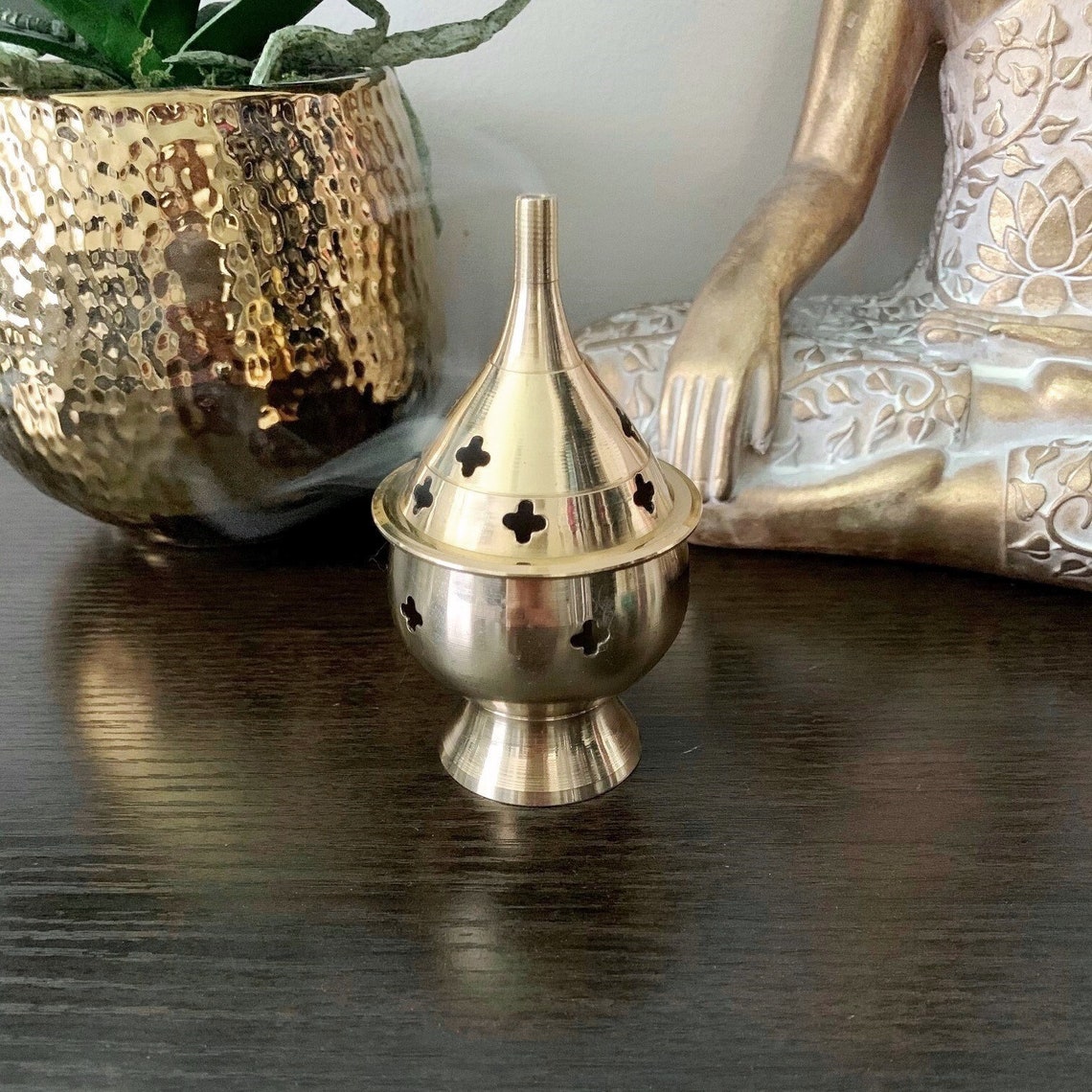 Incense BurnerBrass Incense Cone Burner On StandCone Etsy