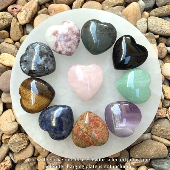 Natural Crystal Quartz Carved Heart Shaped Stone Healing Chakra Gemstone Lot 