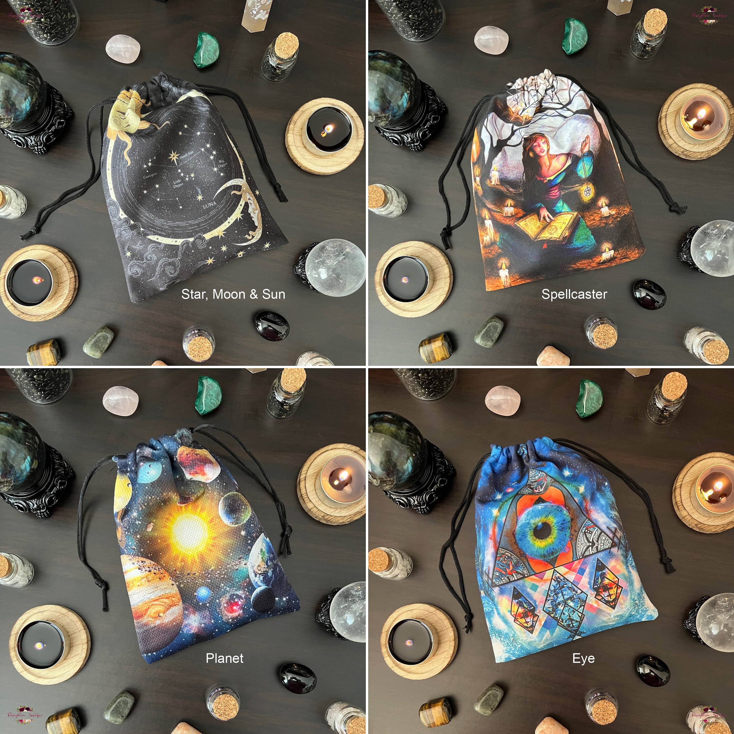 Lot de 4 pochettes bijoux en velours avec boutons pression pour