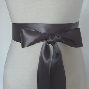 1.5 inch (3.8cm or 38mm) Ribbon Sash-Charcoal Sash-Dark Grey Belt-Flower Girl Sash-Bridal Belt-Bridesmaid Sash-Wedding Sash-Double Satin