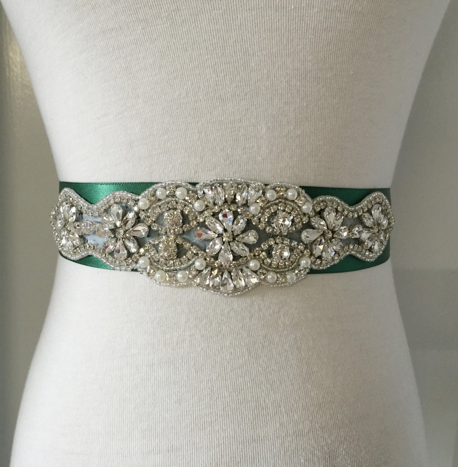 Emerald Green Sash-green Belt-bridal Sash-crystal Sash-wedding - Etsy  Singapore