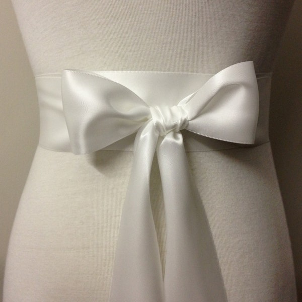 2 inch (5cm or 50mm) Ribbon Sash-Off White Sash-Diamond White Belt-Flower Girl Sash-Bridal Sash-Bridesmaid Sash-Wedding Sash-Double Satin