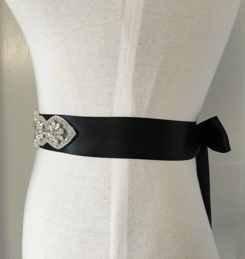 Black Sashcrystal Sashwedding Beltrhinestone Sashbridal Etsy