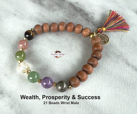 WEALTH PROSPERITY SUCCESS Wrist Mala 21 Beads Mala prayer Beads